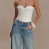 Bustier de Denim con apliques Melany – Blanco Bustier de Denim con apliques Melany – Blanco