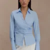 Camisa cruzada de algodón Eugenia – Azul Camisa cruzada de algodón Eugenia – Azul