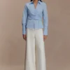 Camisa cruzada de algodón Eugenia – Azul Camisa cruzada de algodón Eugenia – Azul