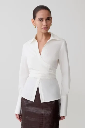 Camisa cruzada de algodón Eugenia – Blanca
