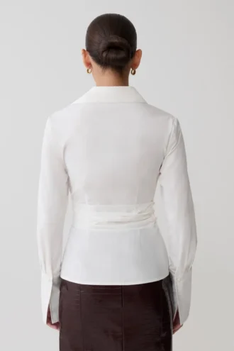 Camisa cruzada de algodón Eugenia – Blanca