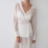 Camisa cruzada de organza Frankie – Blanca Camisa cruzada de organza Frankie – Blanca
