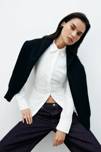 Camisa de algodón con lazo en la espalda Millie – Blanca