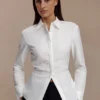 Camisa de algodón con lazo en la espalda Millie – Blanca Camisa de algodón con lazo en la espalda Millie – Blanca