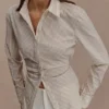 Camisa de algodón con lazo en la espalda Millie – Rayas diplomáticas beige