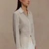 Camisa de algodón con lazo en la espalda Millie – Rayas diplomáticas beige