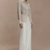 Camisa de algodón con lazo en la espalda Millie – Rayas diplomáticas beige