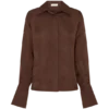Camisa de manga larga de satén Gia – Chocolate Camisa de manga larga de satén Gia – Chocolate