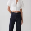 Camisa de pantalones cortos con lazo en la espalda Noelia – Blanca Camisa de pantalones cortos con lazo en la espalda Noelia – Blanca