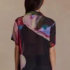 Camisa de pantalones cortos de gasa Rachel – Estampado Multi Fluid Reverie Camisa de pantalones cortos de gasa Rachel – Estampado Multi Fluid Reverie