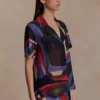 Camisa de pantalones cortos de gasa Rachel – Estampado Multi Fluid Reverie Camisa de pantalones cortos de gasa Rachel – Estampado Multi Fluid Reverie