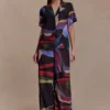 Camisa de pantalones cortos de gasa Rachel – Estampado Multi Fluid Reverie Camisa de pantalones cortos de gasa Rachel – Estampado Multi Fluid Reverie