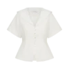Camisa de pantalones cortos Melody con cuello de encaje – Blanca Camisa de pantalones cortos Melody con cuello de encaje – Blanca