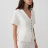 Camisa de pantalones cortos Melody con cuello de encaje – Blanca Camisa de pantalones cortos Melody con cuello de encaje – Blanca