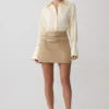 Falda con doble cinturón Marielle – Gris topo Falda con doble cinturón Marielle – Gris topo