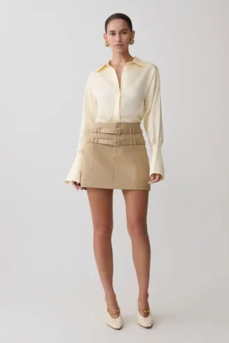 Falda con doble cinturón Marielle – Gris topo