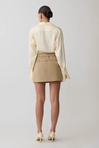 Falda con doble cinturón Marielle – Gris topo
