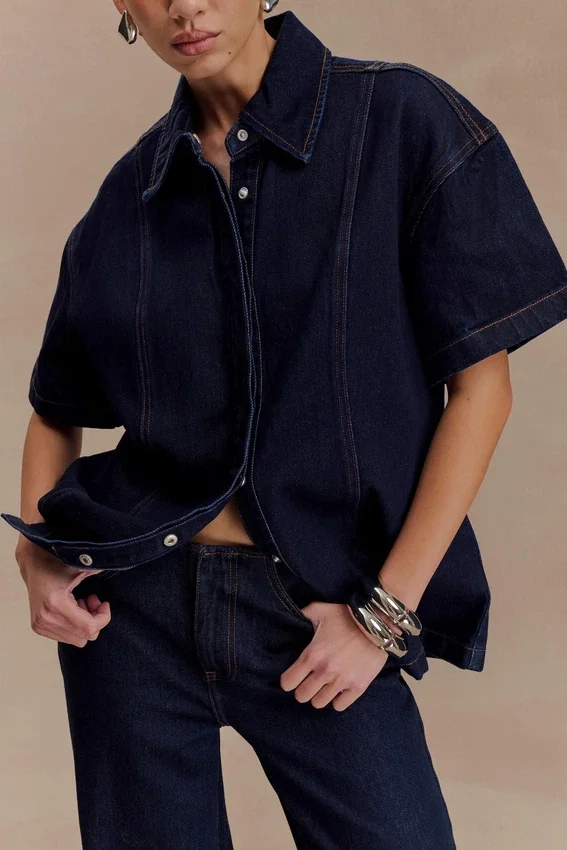 Camisa Denim oversize Maya – Azul índigo Camisa Denim oversize Maya – Azul índigo