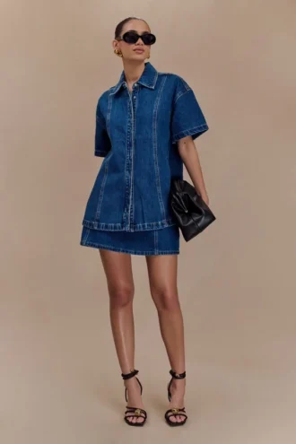 Camisa Denim oversize Maya – Azul oscuro