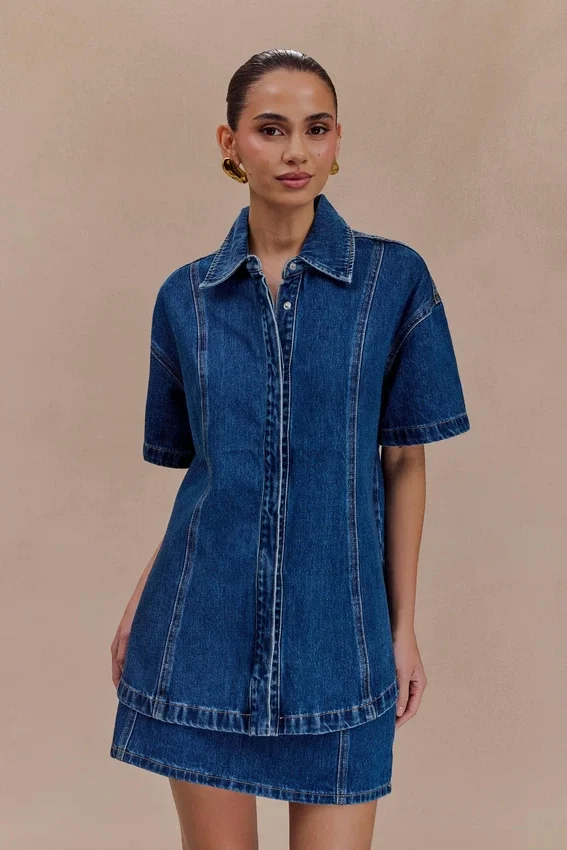 Camisa Denim oversize Maya – Azul oscuro Camisa Denim oversize Maya – Azul oscuro