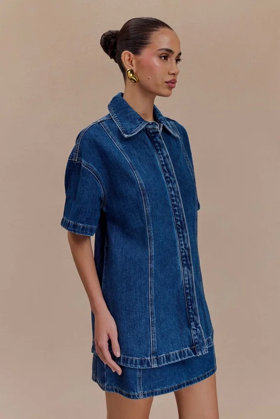 Camisa Denim oversize Maya – Azul oscuro Camisa Denim oversize Maya – Azul oscuro