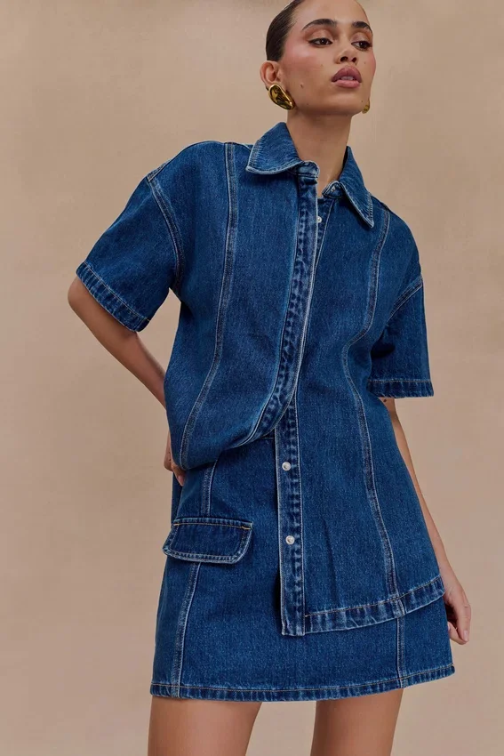 Camisa Denim oversize Maya – Azul oscuro Camisa Denim oversize Maya – Azul oscuro