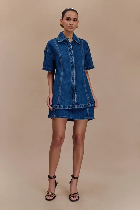 Camisa Denim oversize Maya – Azul oscuro Camisa Denim oversize Maya – Azul oscuro