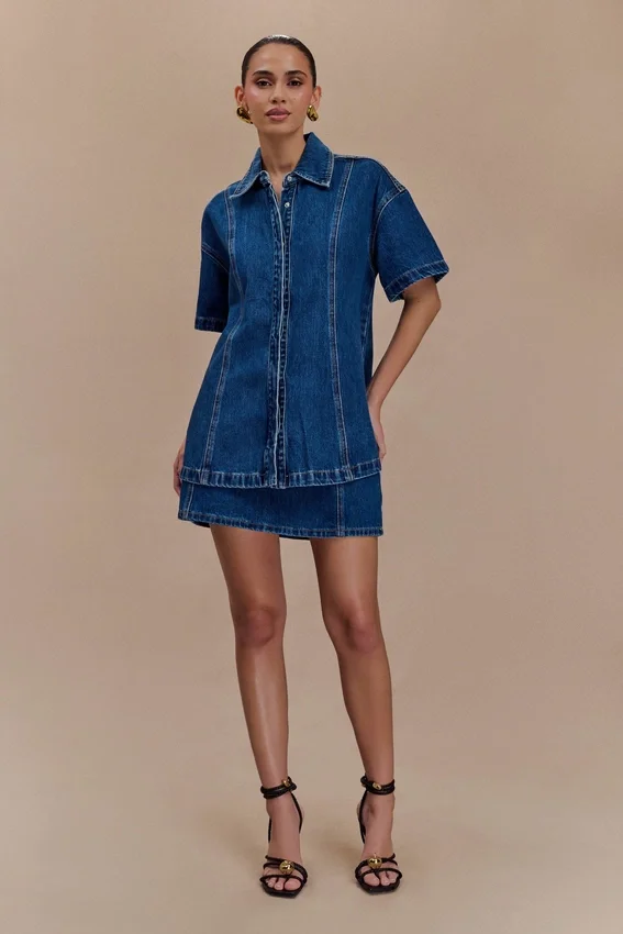 Camisa Denim oversize Maya – Azul oscuro Camisa Denim oversize Maya – Azul oscuro