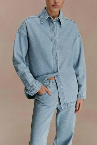 Camisa oversize de Denim Lioda – Azul 80’s