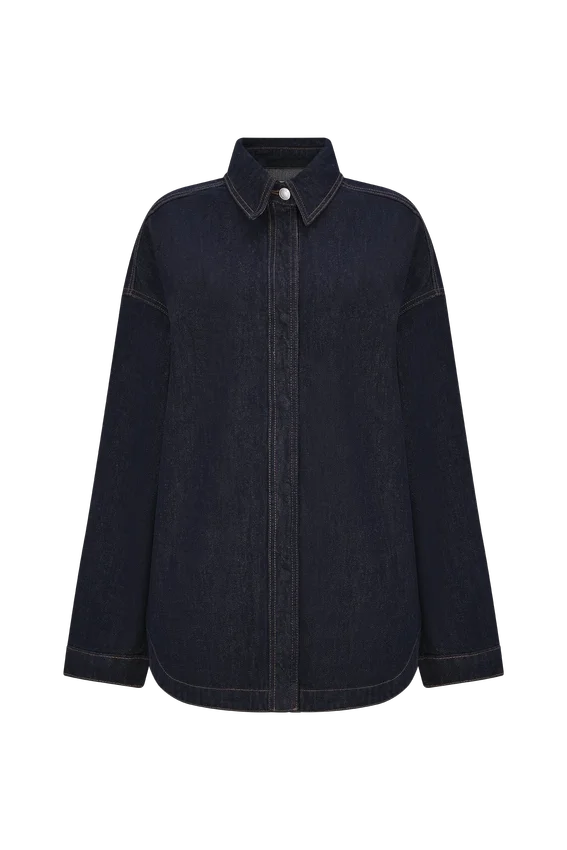Camisa oversize de Denim Lioda – Azul índigo lavado Camisa oversize de Denim Lioda – Azul índigo lavado