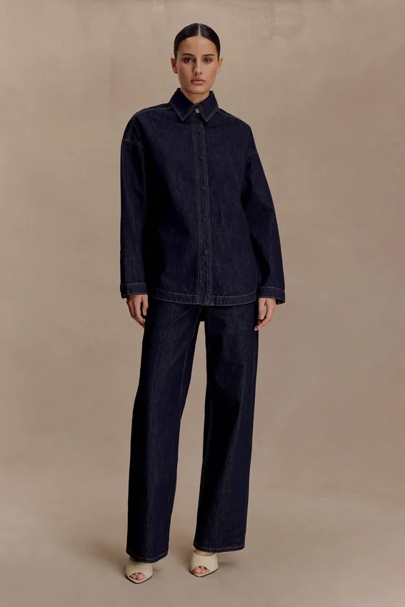 Camisa oversize de Denim Lioda – Azul índigo lavado Camisa oversize de Denim Lioda – Azul índigo lavado