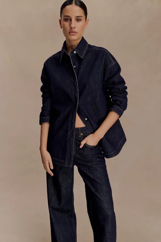 Camisa oversize de Denim Lioda – Azul índigo lavado Camisa oversize de Denim Lioda – Azul índigo lavado