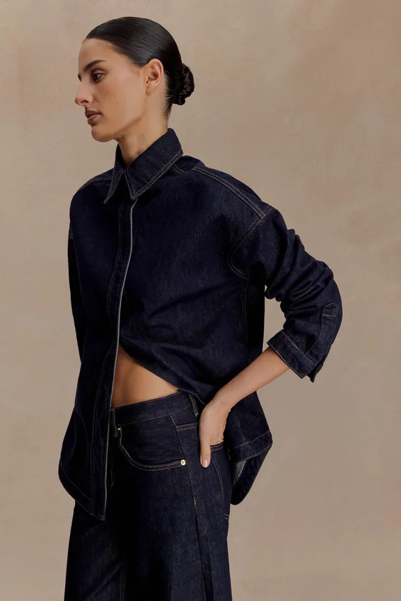 Camisa oversize de Denim Lioda – Azul índigo lavado Camisa oversize de Denim Lioda – Azul índigo lavado