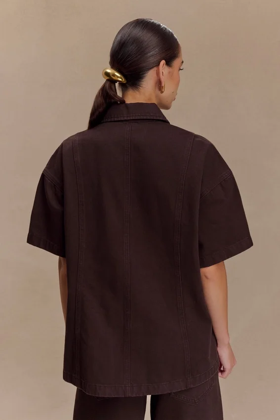 Camisa oversize de Denim Maya – Chocolate Camisa oversize de Denim Maya – Chocolate