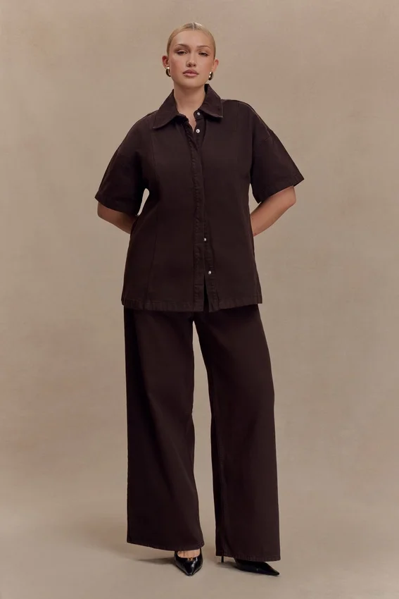 Camisa oversize de Denim Maya – Chocolate Camisa oversize de Denim Maya – Chocolate