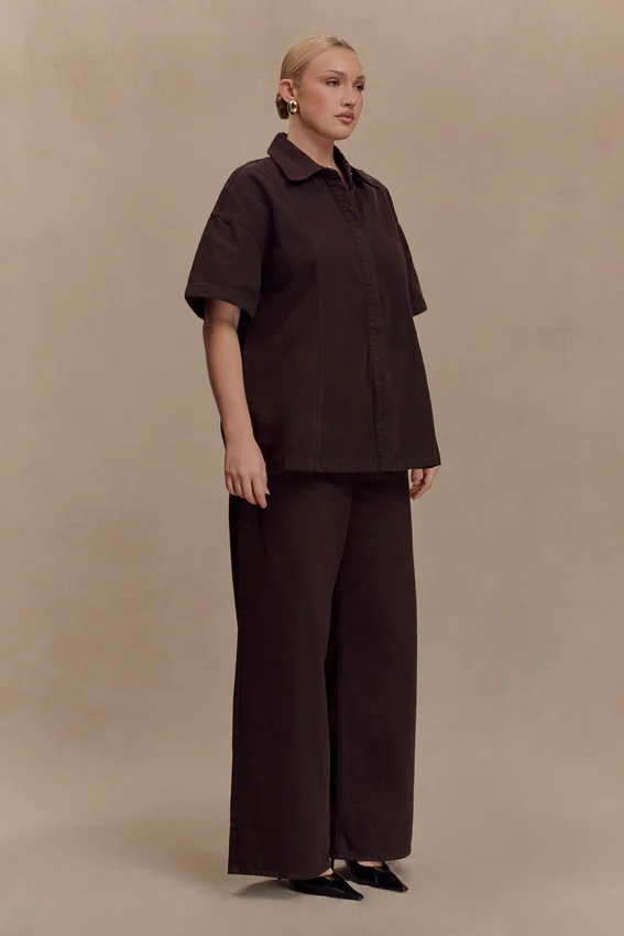 Camisa oversize de Denim Maya – Chocolate Camisa oversize de Denim Maya – Chocolate
