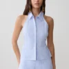 Camisa sin mangas con cuello halter Allison – Rayas azules Camisa sin mangas con cuello halter Allison – Rayas azules