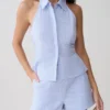 Camisa sin mangas con cuello halter Allison – Rayas azules Camisa sin mangas con cuello halter Allison – Rayas azules