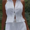 Camisa sin mangas de lino Scout – Blanca Camisa sin mangas de lino Scout – Blanca