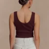 Camiseta sin mangas con cuello redondo Maeva – Chocolate Camiseta sin mangas con cuello redondo Maeva – Chocolate