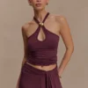 Camiseta sin mangas Ramona de modal con detalles metálicos – Caoba Camiseta sin mangas Ramona de modal con detalles metálicos – Caoba