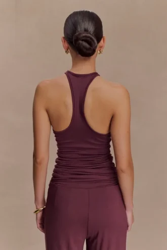 Camiseta sin mangas Ramona de modal con detalles metálicos – Caoba