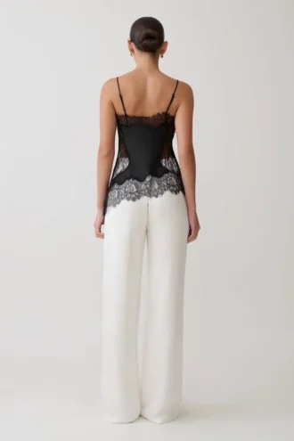 Camisola de satén y encaje Miriam – Negro
