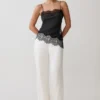 Camisola de satén y encaje Miriam – Negro Camisola de satén y encaje Miriam – Negro
