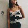 Camisola de satén y encaje Nina – Negro/Marfil Camisola de satén y encaje Nina – Negro/Marfil
