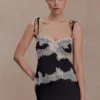 Camisola de satén y encaje Nina – Negro/Marfil Camisola de satén y encaje Nina – Negro/Marfil