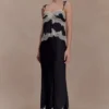 Camisola de satén y encaje Nina – Negro/Marfil Camisola de satén y encaje Nina – Negro/Marfil