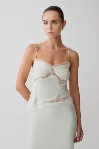 Camisola de satén y encaje Nina – Salvia