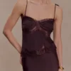 Camisola Nina de satén y encaje – Chocolate Camisola Nina de satén y encaje – Chocolate