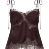 Camisola Nina de satén y encaje – Chocolate Camisola Nina de satén y encaje – Chocolate